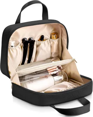 JOURMON Makeup Bag Protable Quilted Makeup Bag Travel Essentials Pouch Cosmetic Bag for Women, Black