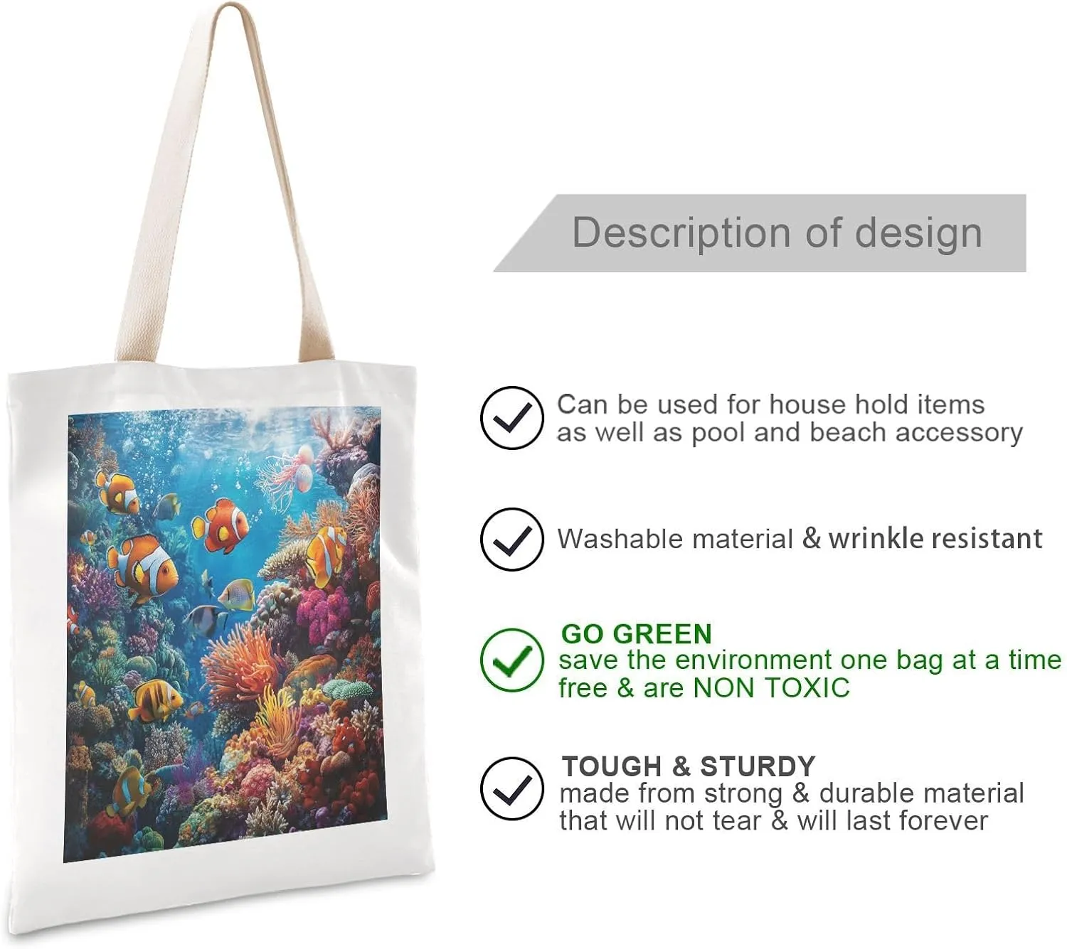 JSTEL Canvas Tote Bag for Women with Pocket,Canvas Tote Purse Shopping Bag