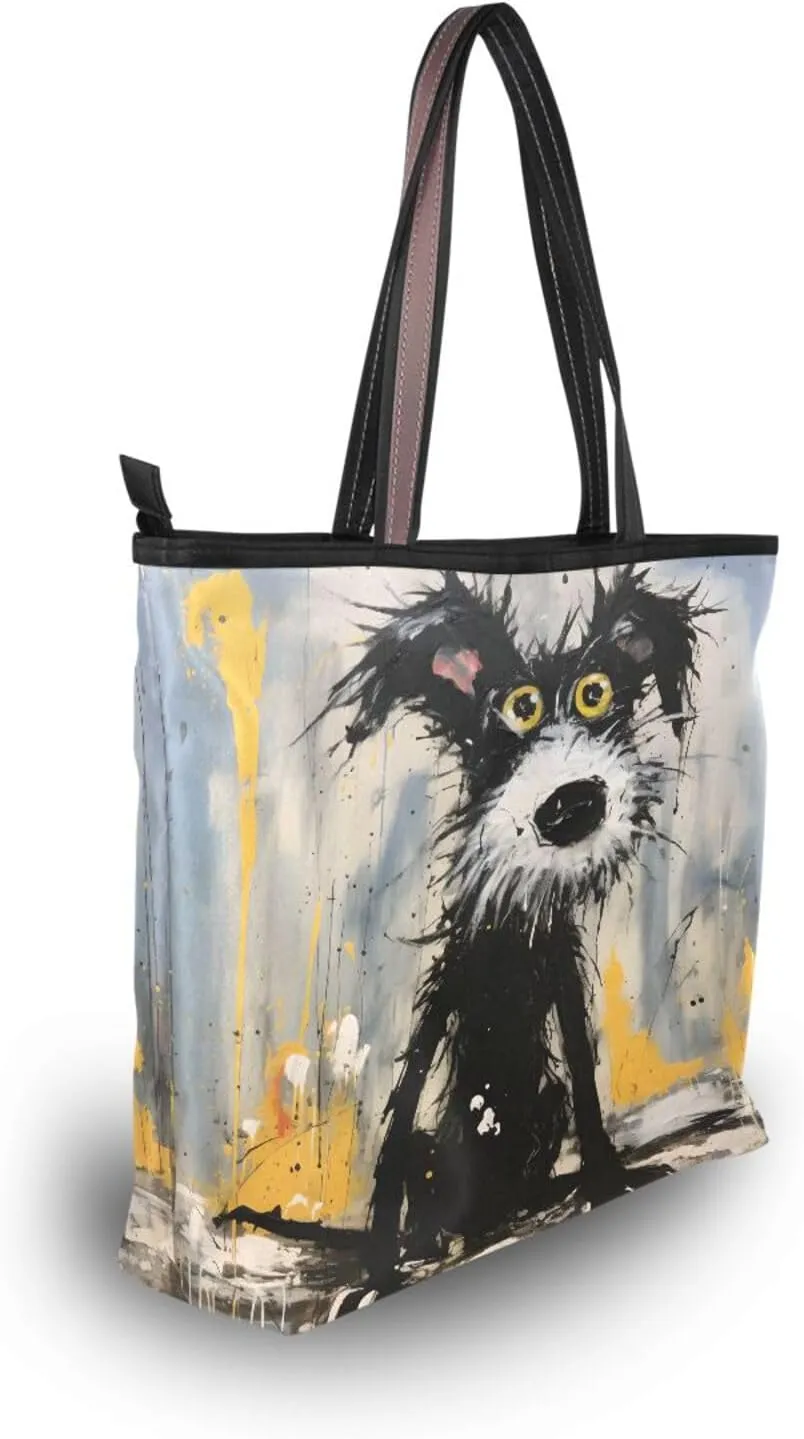 JSTEL Tote Bag for Women with Zipper,Polyester Tote Purse Holiday Tote Bag Work Handbag Women Gift