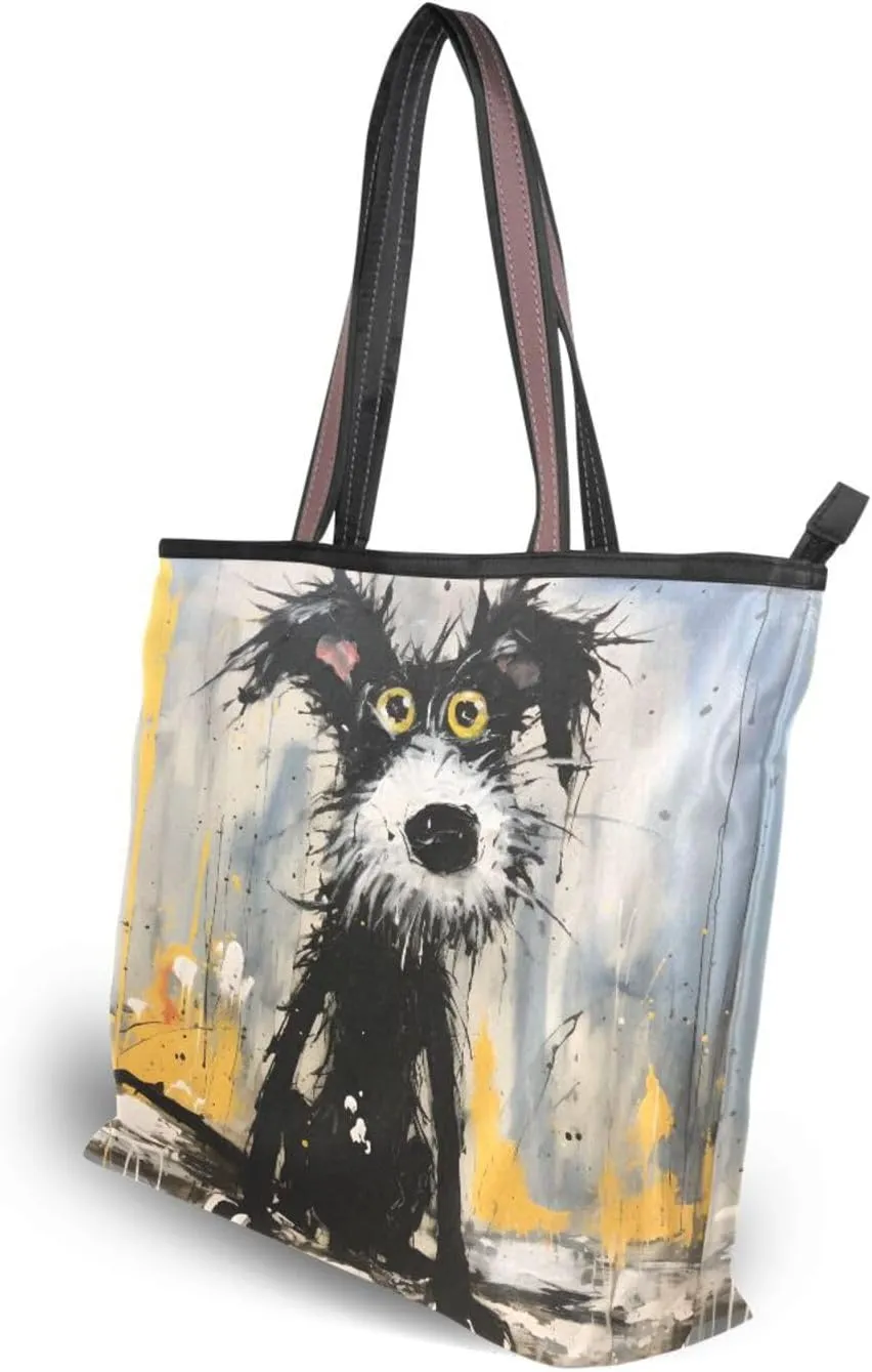 JSTEL Tote Bag for Women with Zipper,Polyester Tote Purse Holiday Tote Bag Work Handbag Women Gift