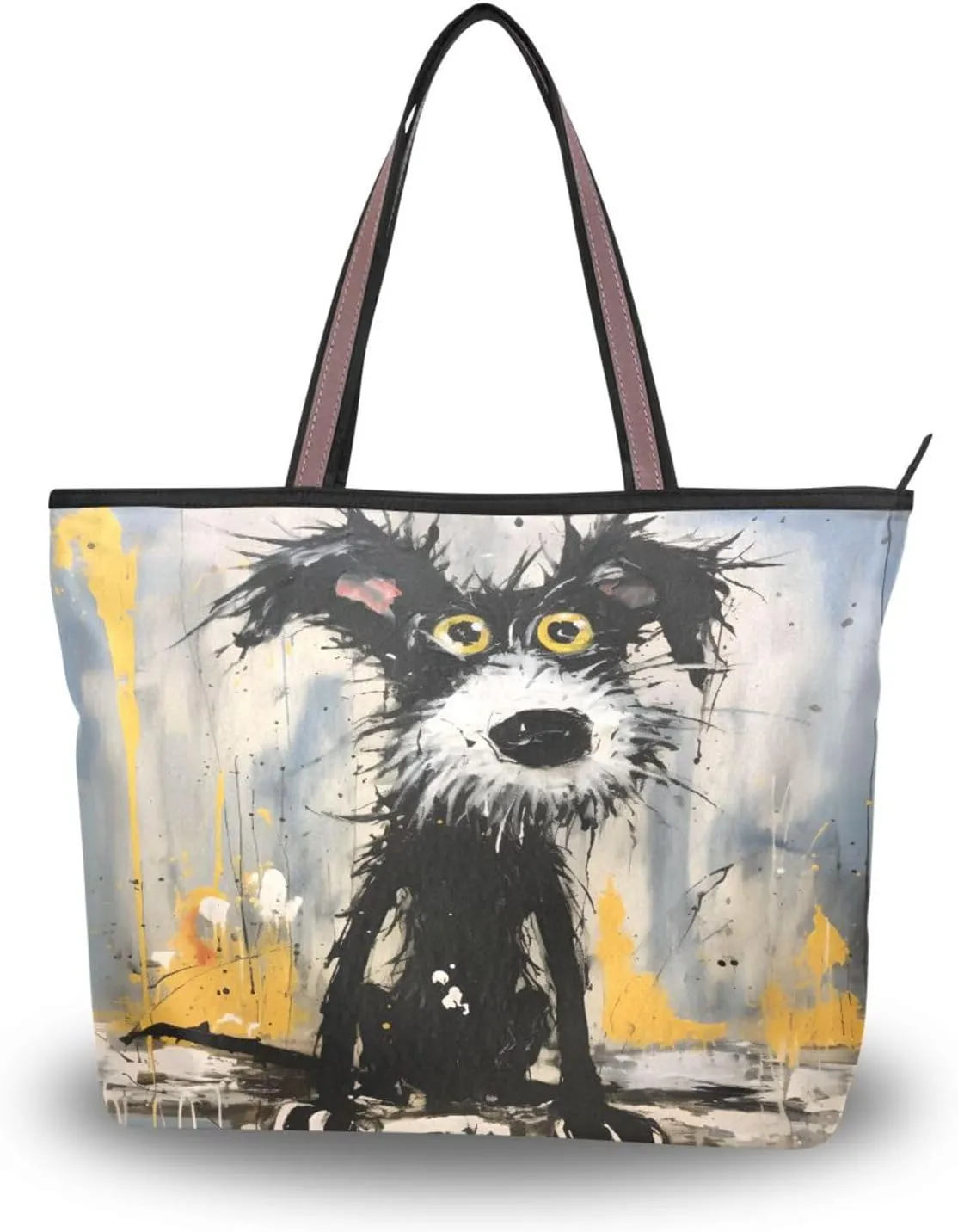 JSTEL Tote Bag for Women with Zipper,Polyester Tote Purse Holiday Tote Bag Work Handbag Women Gift