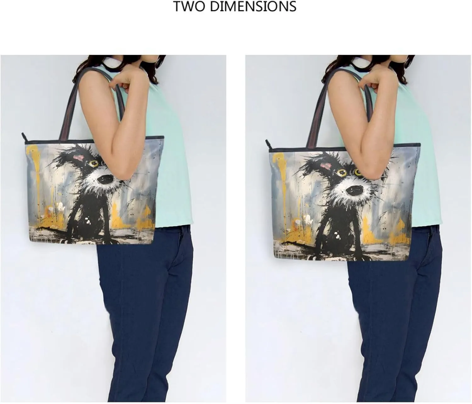 JSTEL Tote Bag for Women with Zipper,Polyester Tote Purse Holiday Tote Bag Work Handbag Women Gift