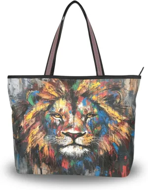 JSTEL Tote Bag for Women with Zipper,Polyester Tote Purse Holiday Tote Bag Work Handbag Women Gift