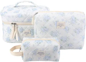 Juoxeepy Quilted Makeup Bag Floral Cotton Cosmetic Bag Jolly House Toiletry Bag Coquette Aesthetic Makeup Bag Cosmetic