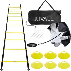 Juvale Agility Ladder Speed Training Equipment – Resistance Parachute and Workout Cones for Football and Soccer, Sports Footwork Gear