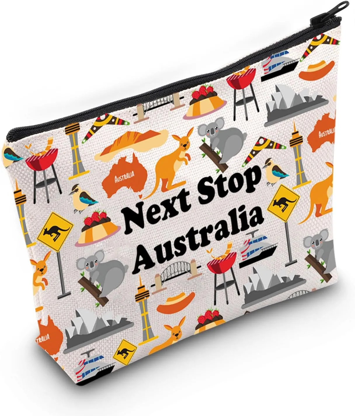 JXGZSO Australia Trip Gift Next Stop Australia Cosmetic Bag Traveler Gift Australia Vacation Makeup Bag Australia Culture Gift