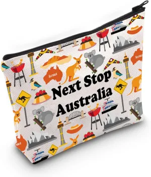 JXGZSO Australia Trip Gift Next Stop Australia Cosmetic Bag Traveler Gift Australia Vacation Makeup Bag Australia Culture Gift