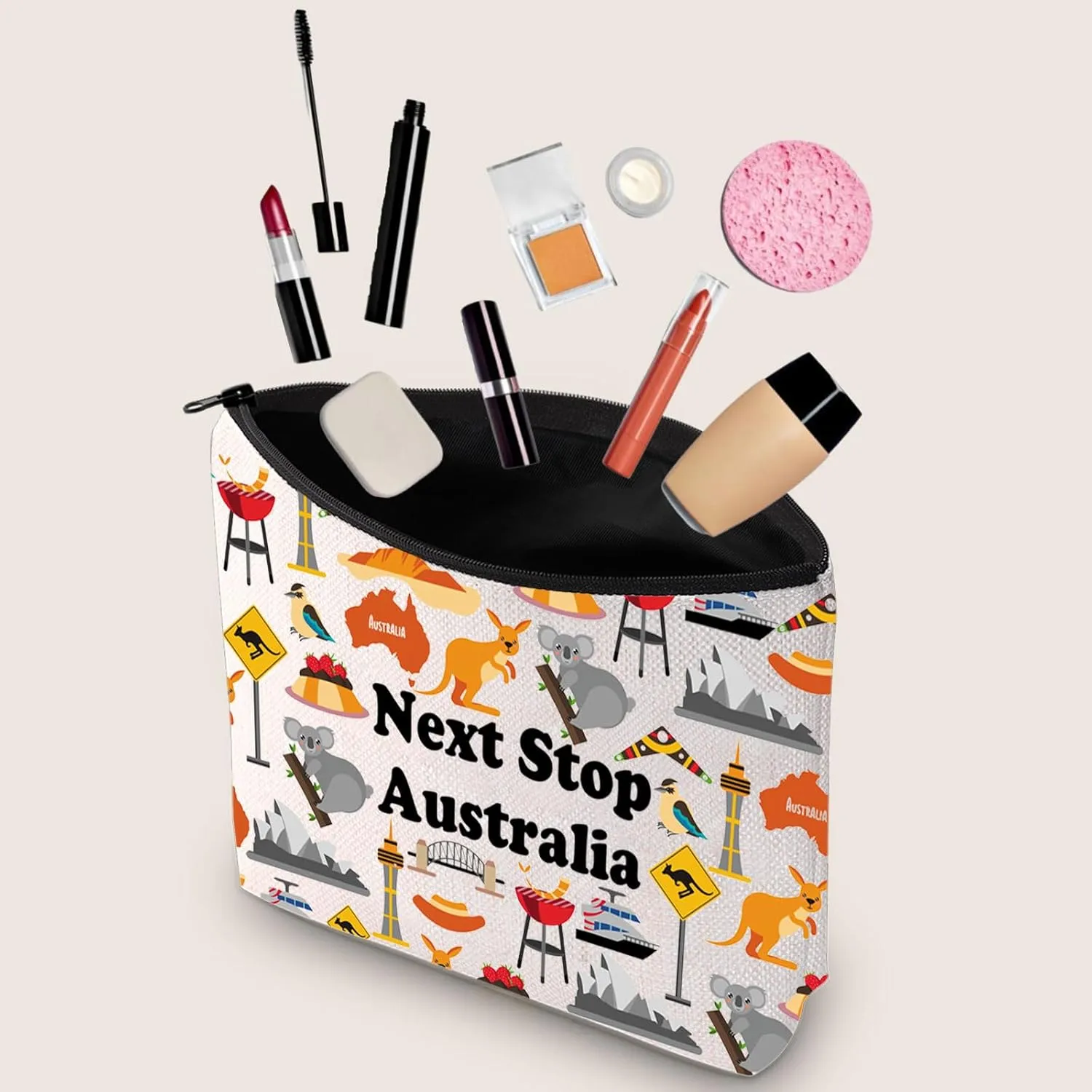 JXGZSO Australia Trip Gift Next Stop Australia Cosmetic Bag Traveler Gift Australia Vacation Makeup Bag Australia Culture Gift