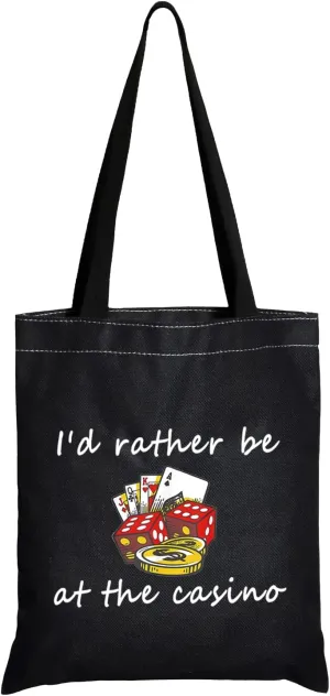 JXGZSO Casino Lover Gift I'd Rather Be At The Casino Shoulder Bag Lucky Dice Bag Casino Money Bag Gambling Gift