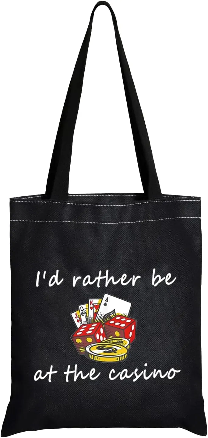 JXGZSO Casino Lover Gift I'd Rather Be At The Casino Shoulder Bag Lucky Dice Bag Casino Money Bag Gambling Gift