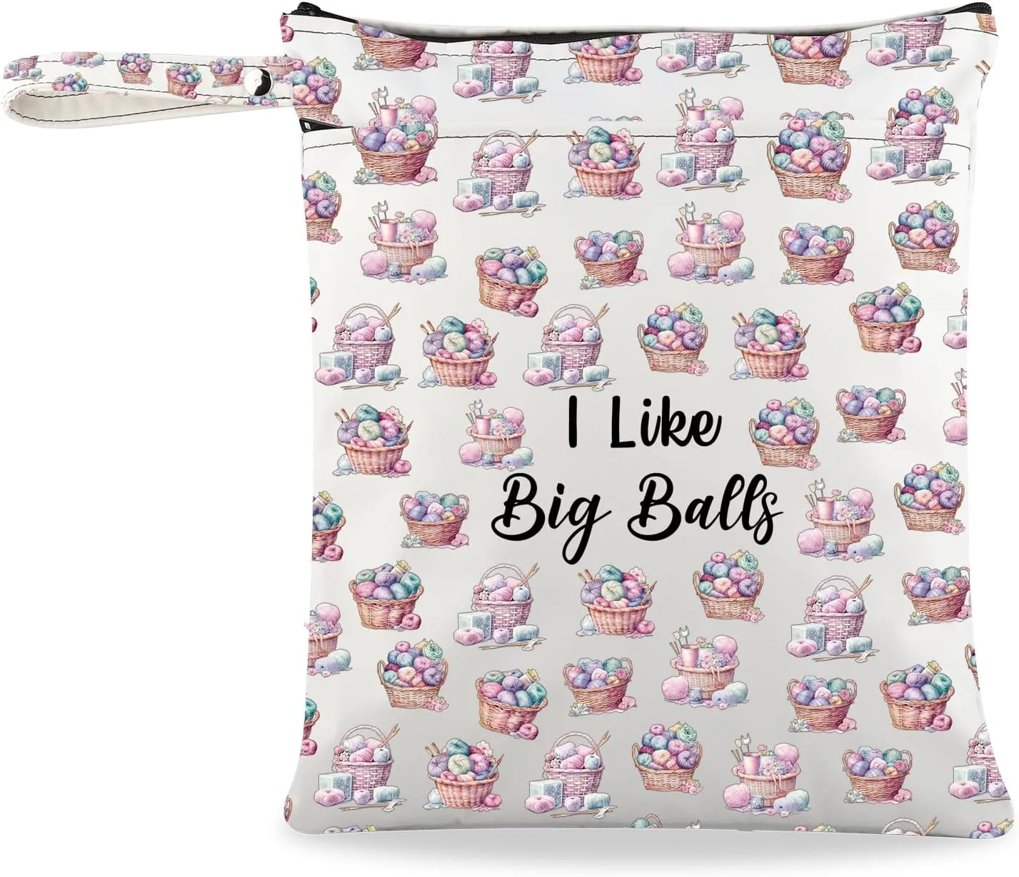 JXGZSO Crochet Supplies Knitting Project Bag - I Like Big Balls Make Up Bag Funny Knitting Gift
