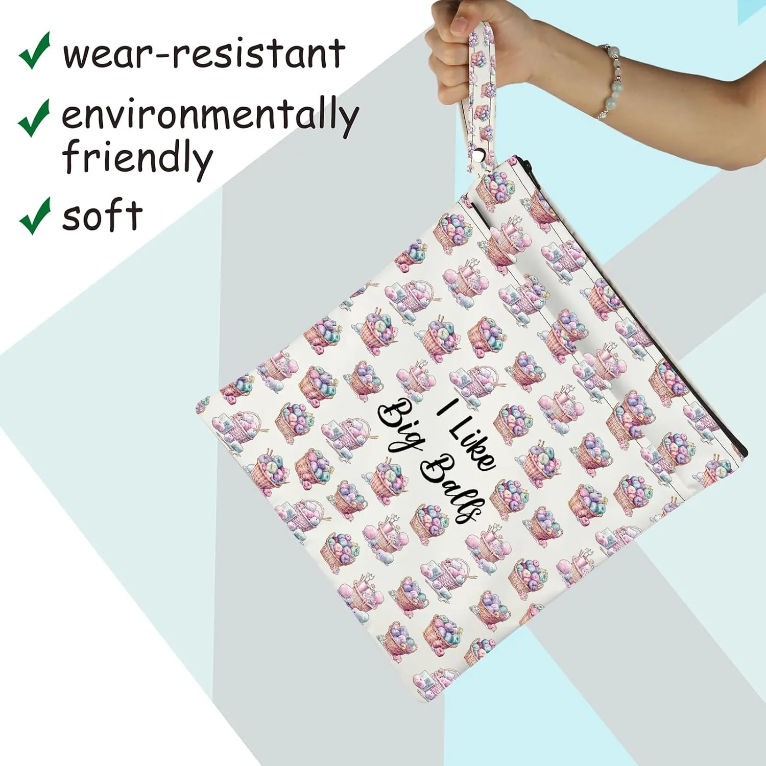 JXGZSO Crochet Supplies Knitting Project Bag - I Like Big Balls Make Up Bag Funny Knitting Gift