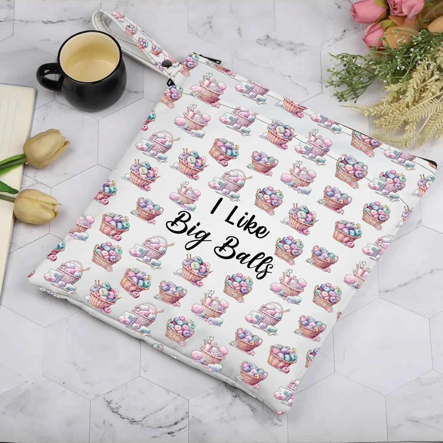 JXGZSO Crochet Supplies Knitting Project Bag - I Like Big Balls Make Up Bag Funny Knitting Gift
