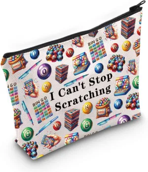 JXGZSO Funny Lottery Scratching Gift I Can't Stop Scratching Makeup Bag Casino Scratch Off Bag Scratch Ticket Gift For Casino Lover Lottery player (Lotto ticket Bag)