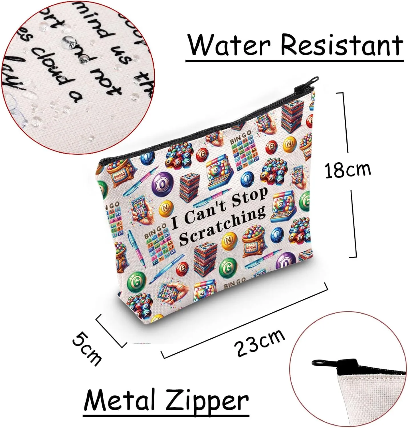 JXGZSO Funny Lottery Scratching Gift I Can't Stop Scratching Makeup Bag Casino Scratch Off Bag Scratch Ticket Gift For Casino Lover Lottery player (Lotto ticket Bag)