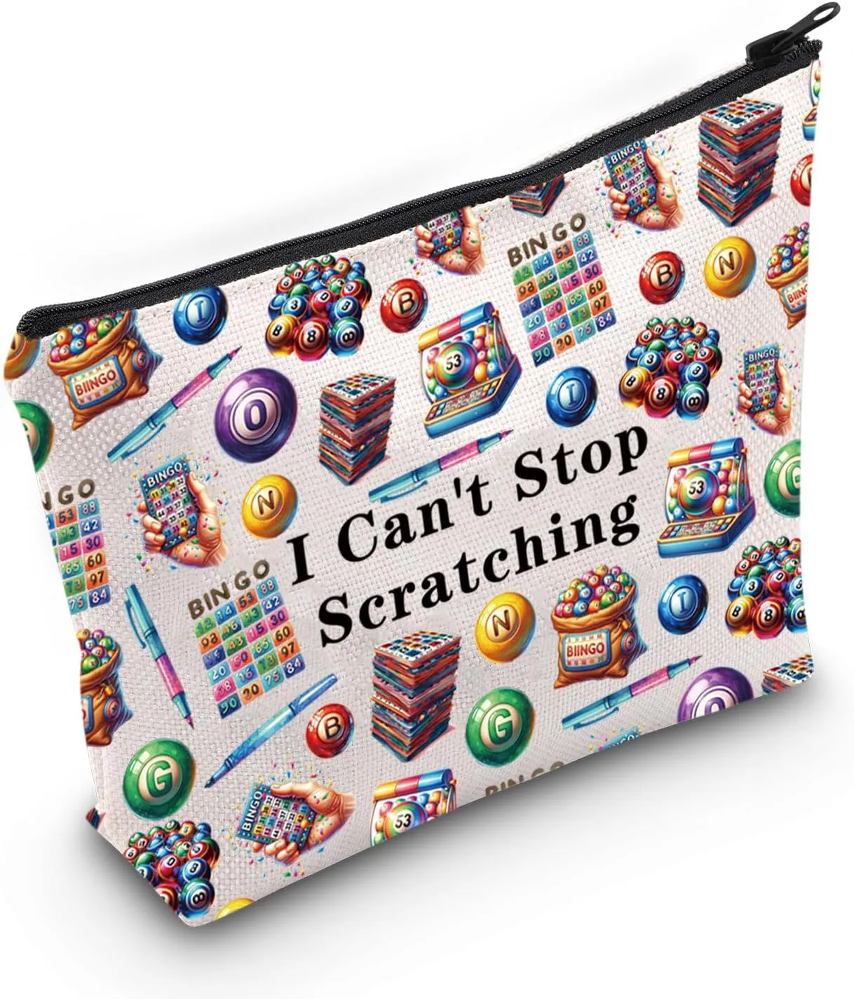JXGZSO Funny Lottery Scratching Gift I Can't Stop Scratching Makeup Bag Casino Scratch Off Bag Scratch Ticket Gift For Casino Lover Lottery player (Lotto ticket Bag)