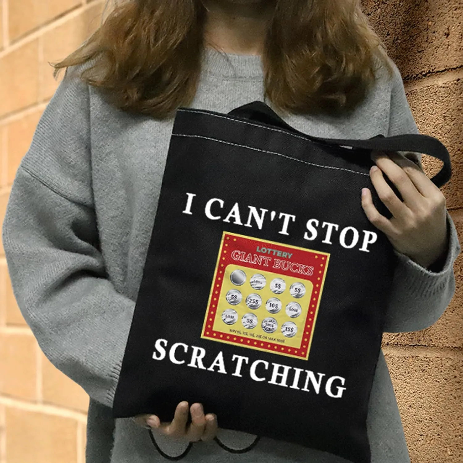 JXGZSO Funny Lottery Scratching Gift I Can't Stop Scratching Makeup Bag Casino Scratch Off Bag Scratch Ticket Gift For Casino Lover Lottery player (Lotto ticket shopping black)