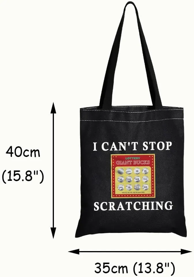 JXGZSO Funny Lottery Scratching Gift I Can't Stop Scratching Makeup Bag Casino Scratch Off Bag Scratch Ticket Gift For Casino Lover Lottery player (Lotto ticket shopping black)