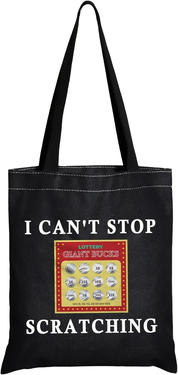 JXGZSO Funny Lottery Scratching Gift I Can't Stop Scratching Makeup Bag Casino Scratch Off Bag Scratch Ticket Gift For Casino Lover Lottery player (Lotto ticket shopping black)