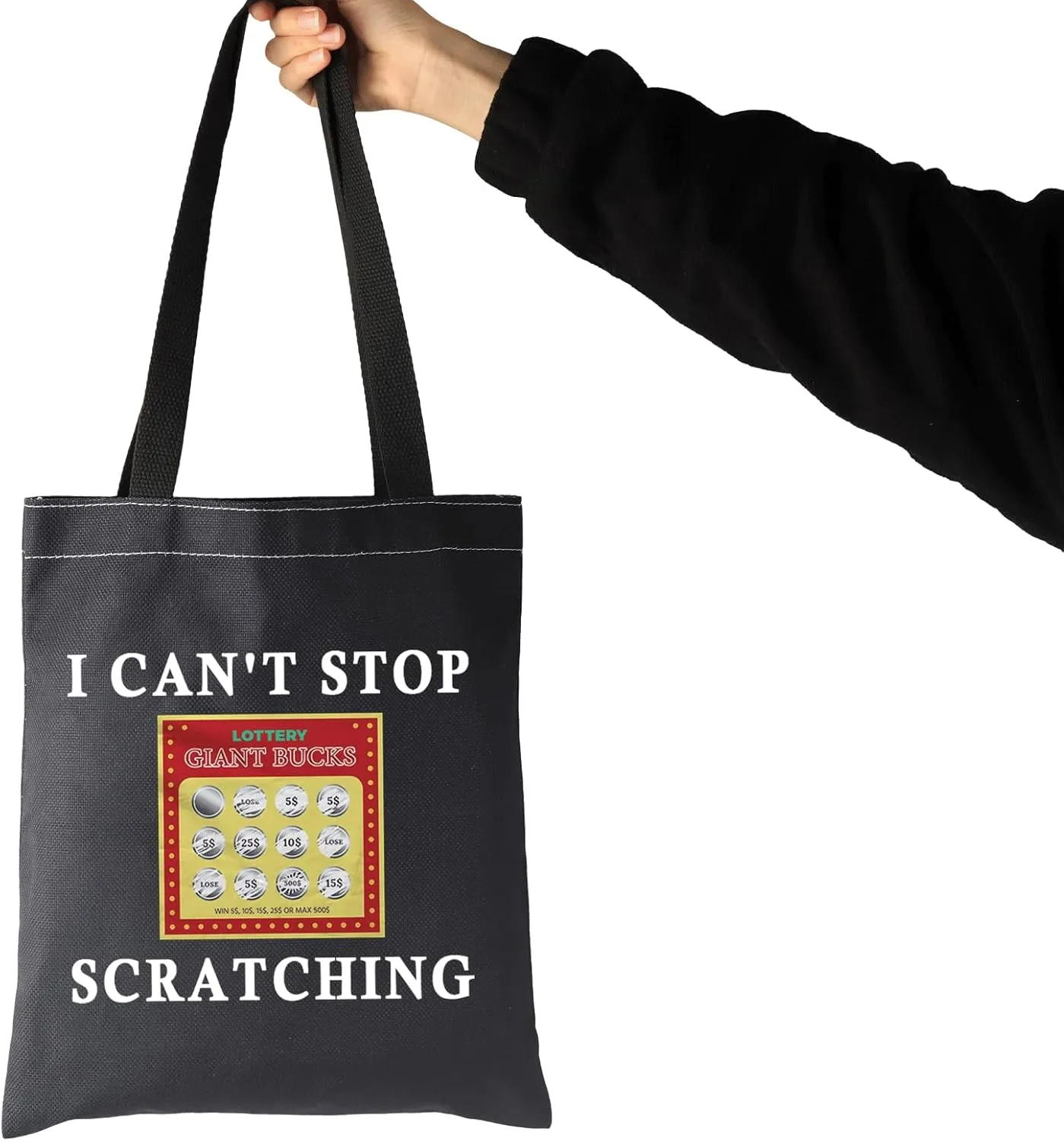 JXGZSO Funny Lottery Scratching Gift I Can't Stop Scratching Makeup Bag Casino Scratch Off Bag Scratch Ticket Gift For Casino Lover Lottery player (Lotto ticket shopping black)