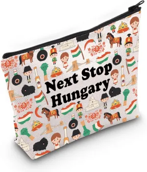 JXGZSO Hungary Travel Gift Next Stop Hungary Makeup Bag Traveler Gift Hungary Vacation Pouch Bag Hungary landmark Trip Gift