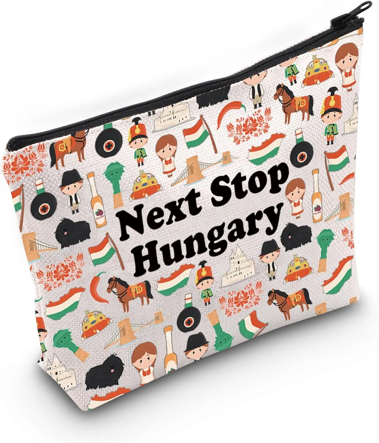 JXGZSO Hungary Travel Gift Next Stop Hungary Makeup Bag Traveler Gift Hungary Vacation Pouch Bag Hungary landmark Trip Gift