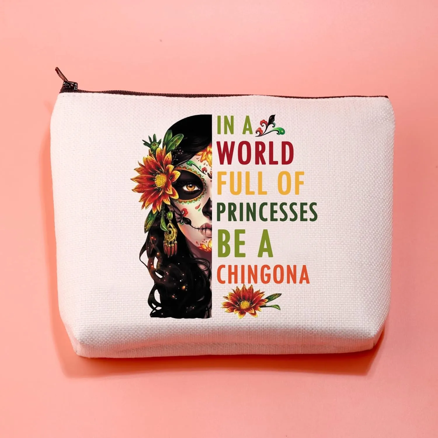 JXGZSO Mexican Lady Cosmetic Bag In A World Full Of Princesses Be A Mexican Makeup Bag Badass Women Gift