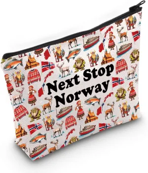 JXGZSO Norway Symbols Souvenir Cosmetic Bag Next Stop Norway Makeup Bag Norway Vacation Trip Gift Norway landmark Gift
