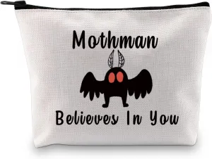 JXGZSO Novelty Mothman Makeup Bag M Believes In You M with Bright Red Eye Gift For Mothmans Lover (Mothman)