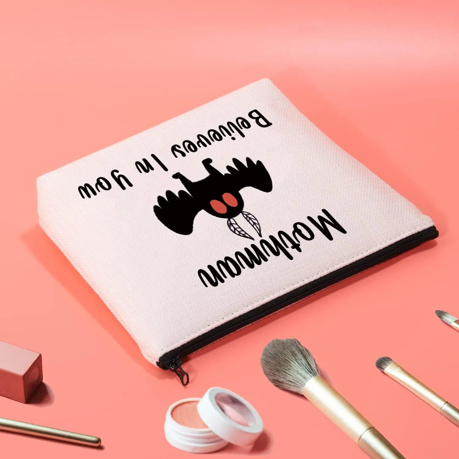 JXGZSO Novelty Mothman Makeup Bag M Believes In You M with Bright Red Eye Gift For Mothmans Lover (Mothman)