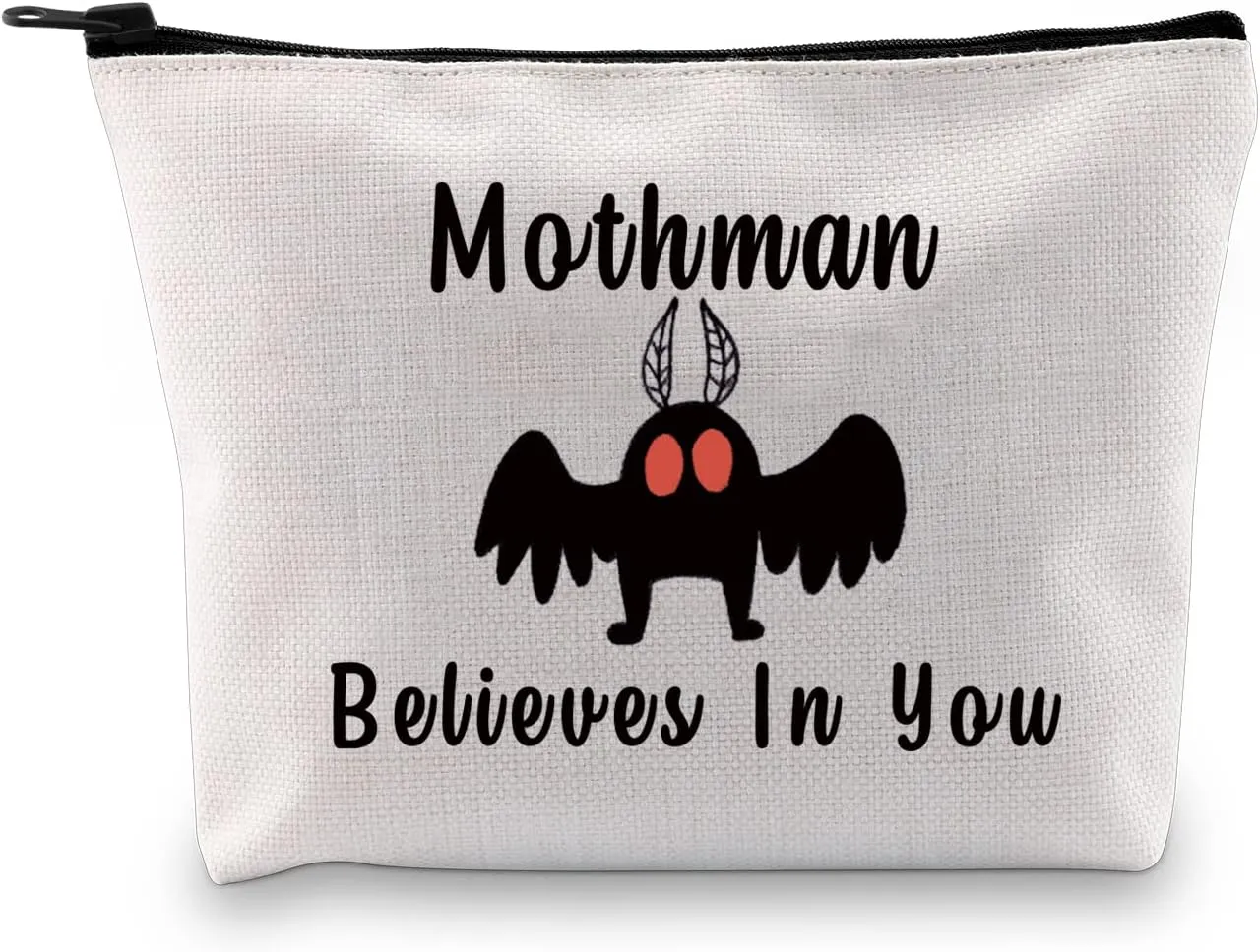 JXGZSO Novelty Mothman Makeup Bag M Believes In You M with Bright Red Eye Gift For Mothmans Lover (Mothman)
