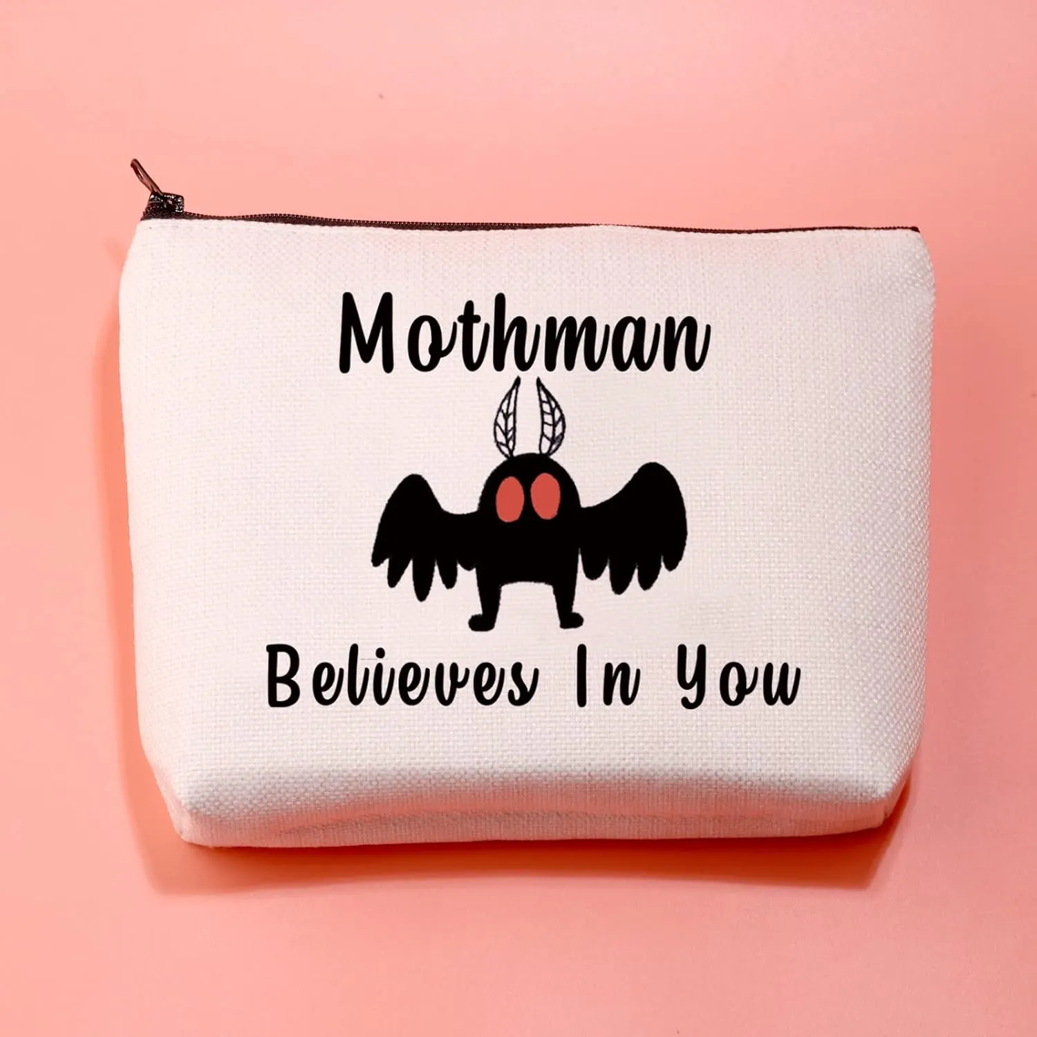 JXGZSO Novelty Mothman Makeup Bag M Believes In You M with Bright Red Eye Gift For Mothmans Lover (Mothman)