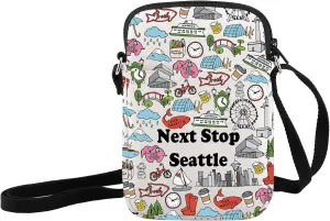 JXGZSO Seattle Washington Travel Gift Next Stop Seattle Makeup Bag Traveler Gift Seattle Cosmetic Bag Seattle Trip Gift