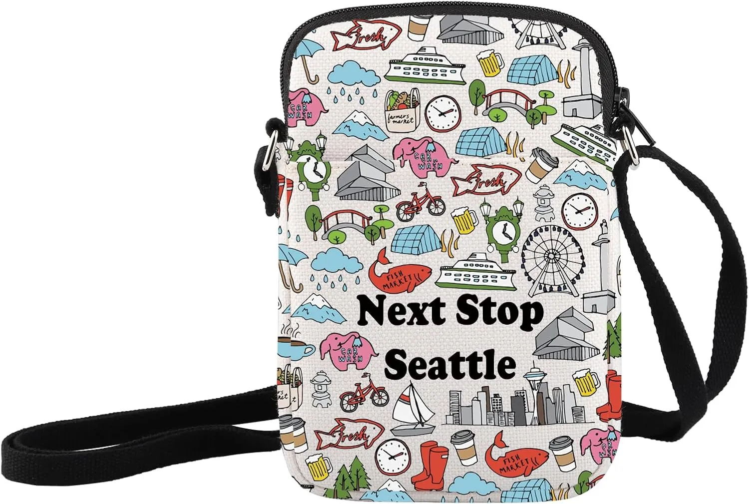 JXGZSO Seattle Washington Travel Gift Next Stop Seattle Makeup Bag Traveler Gift Seattle Cosmetic Bag Seattle Trip Gift