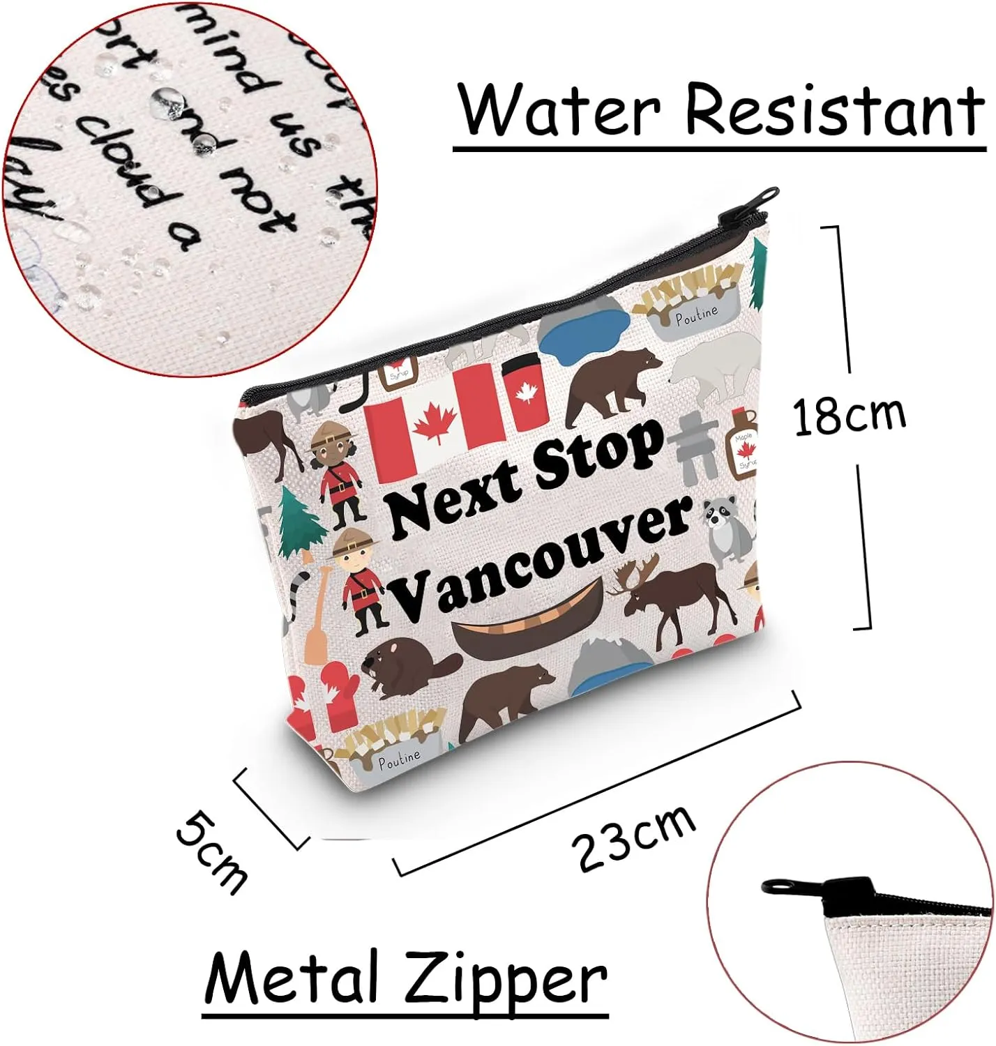 JXGZSO Vancouver Trip Gift Canada Vacation Gift Next Stop Vancouver Cosmetic Bag Vancouver Traveler Gift Canadian Gifts