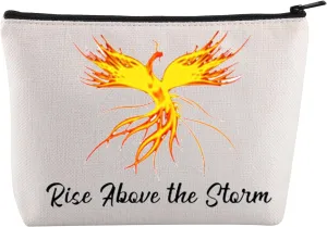JYTAPP Phoenix Bird Makeup Bag Rise Above the Storm Firebird Phoenix Lover Gift Phoenix Animal Zipper Bag (Beige)