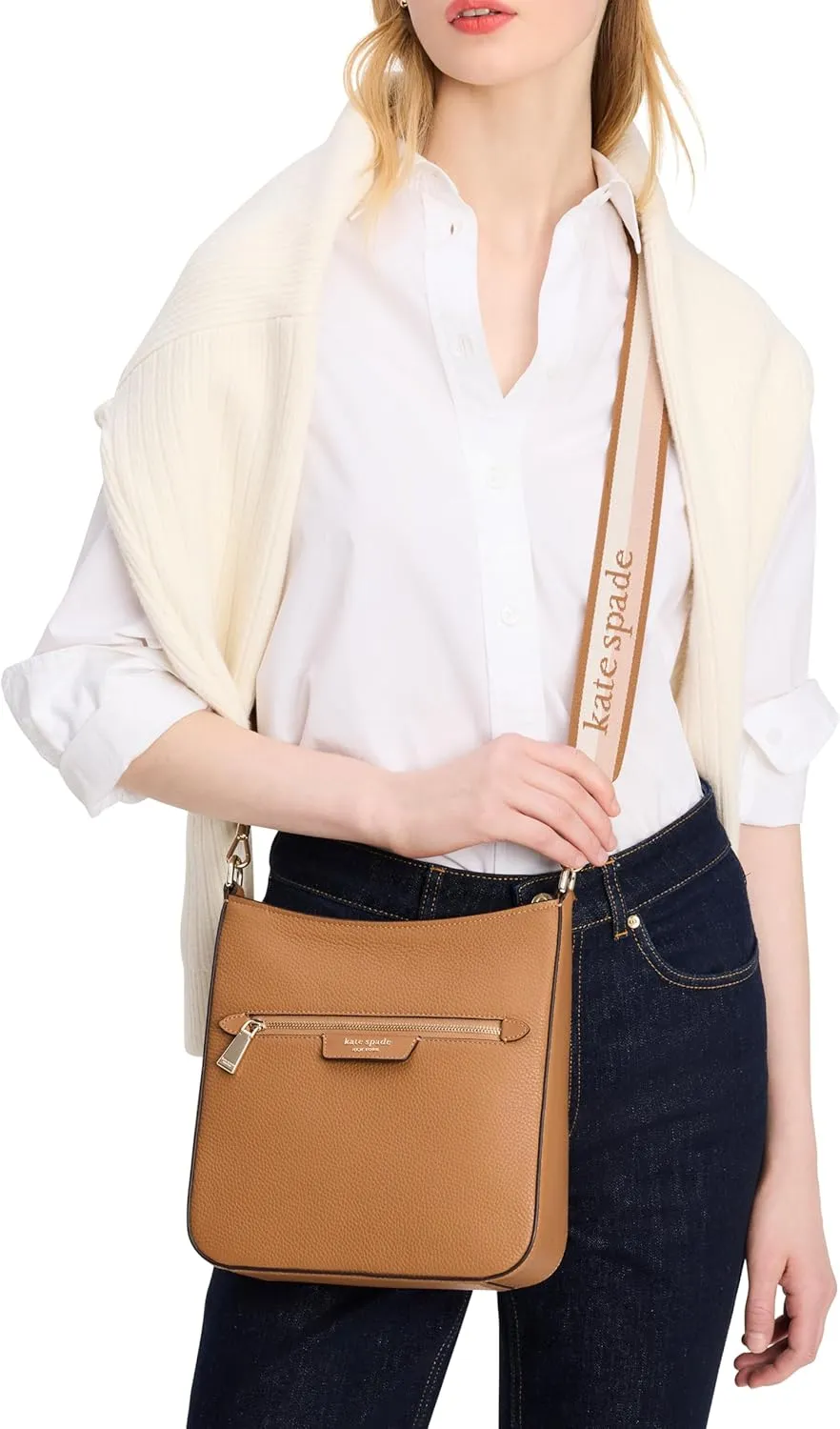 kate spade new york Women's Hudson Pebbled Leather Messenger Crossbody