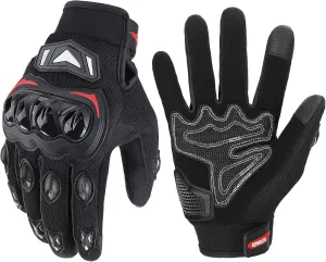 KEMIMOTO Motorcycle Gloves for Men and Women, Touchscreen Cycling Gloves for Outdoor Sports On-Road Off-Road Mountain Motorcycle Motorcross Motorbike Dirt Bike Bicycle Racing ATV UTV, L, Black