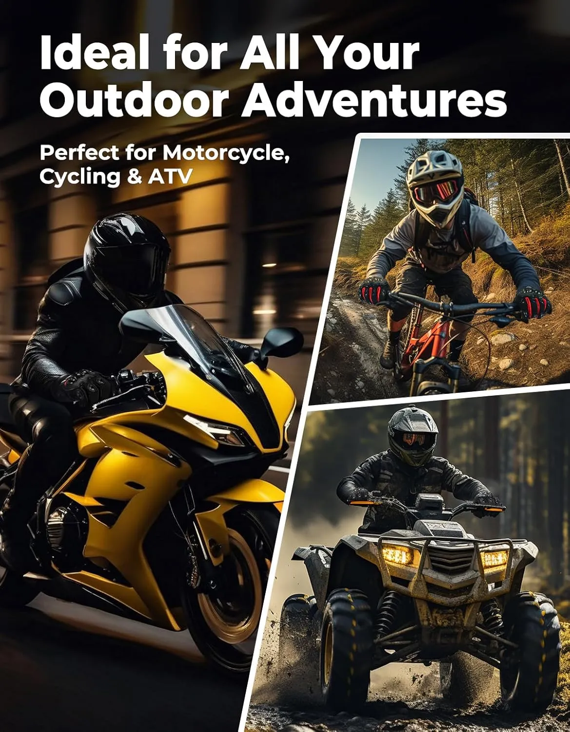 KEMIMOTO Motorcycle Gloves for Men and Women, Touchscreen Cycling Gloves for Outdoor Sports On-Road Off-Road Mountain Motorcycle Motorcross Motorbike Dirt Bike Bicycle Racing ATV UTV, L, Black