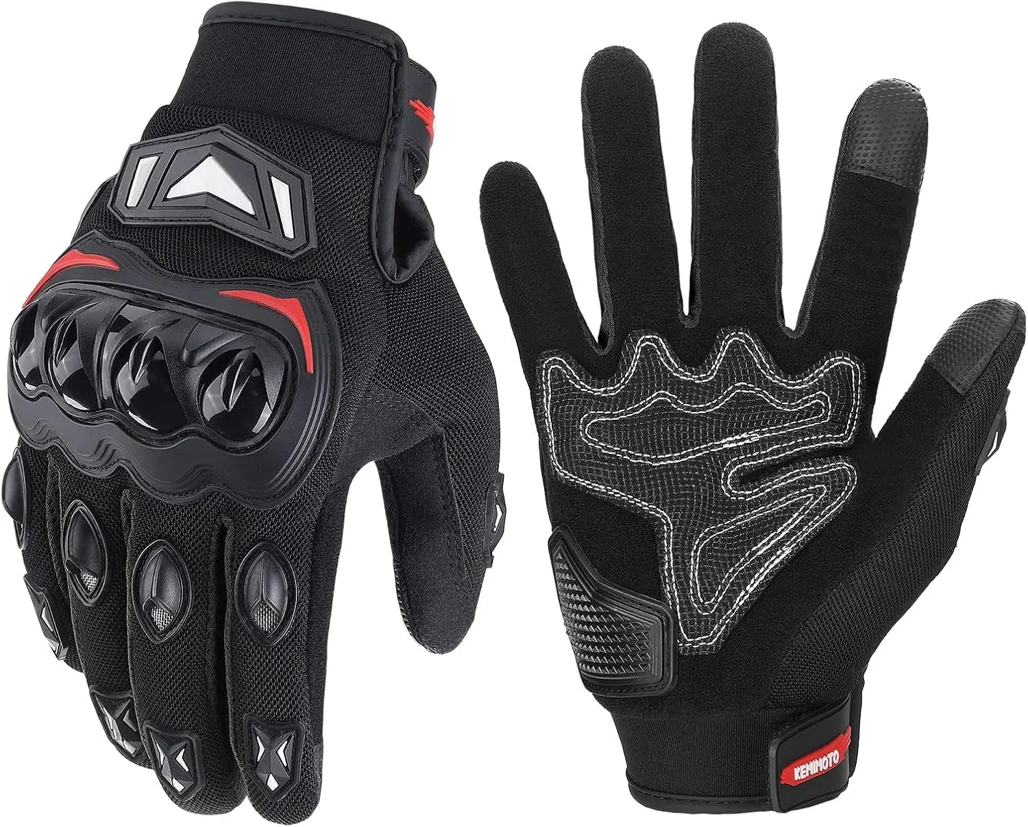 KEMIMOTO Motorcycle Gloves for Men and Women, Touchscreen Cycling Gloves for Outdoor Sports On-Road Off-Road Mountain Motorcycle Motorcross Motorbike Dirt Bike Bicycle Racing ATV UTV, L, Black