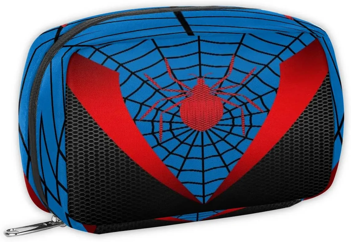 Kids Toiletry Bag for Boys, Cute Small Blue Spider Web Wash Bag for Teens Waterproof Cosmetic Weekender Bag Toddler Traveling Toiletries