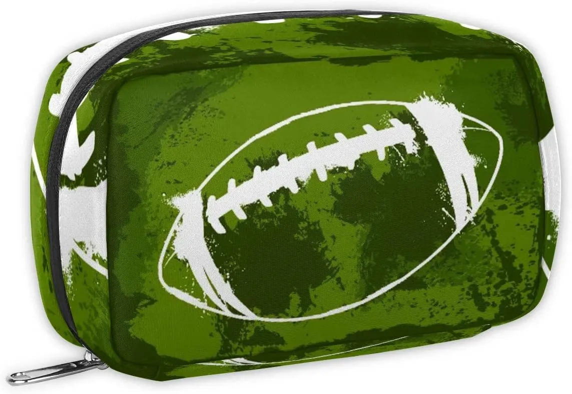 Kids Toiletry Bag for Boys, Small Cute Green Football Wash Bag for Little Young Boys Waterproof Cosmetic Weekender Bag Toddler Traveling Toiletries