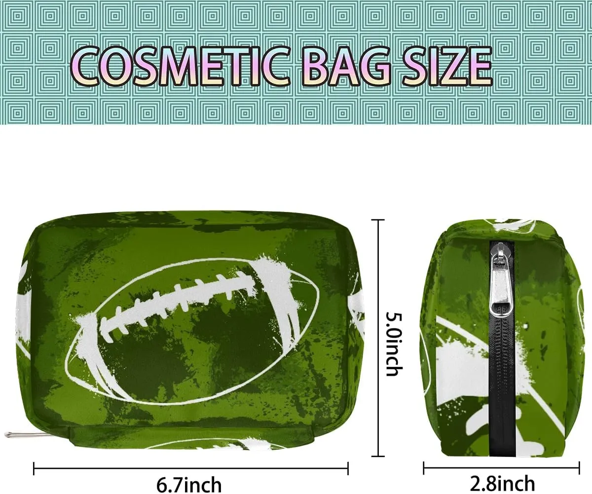 Kids Toiletry Bag for Boys, Small Cute Green Football Wash Bag for Little Young Boys Waterproof Cosmetic Weekender Bag Toddler Traveling Toiletries