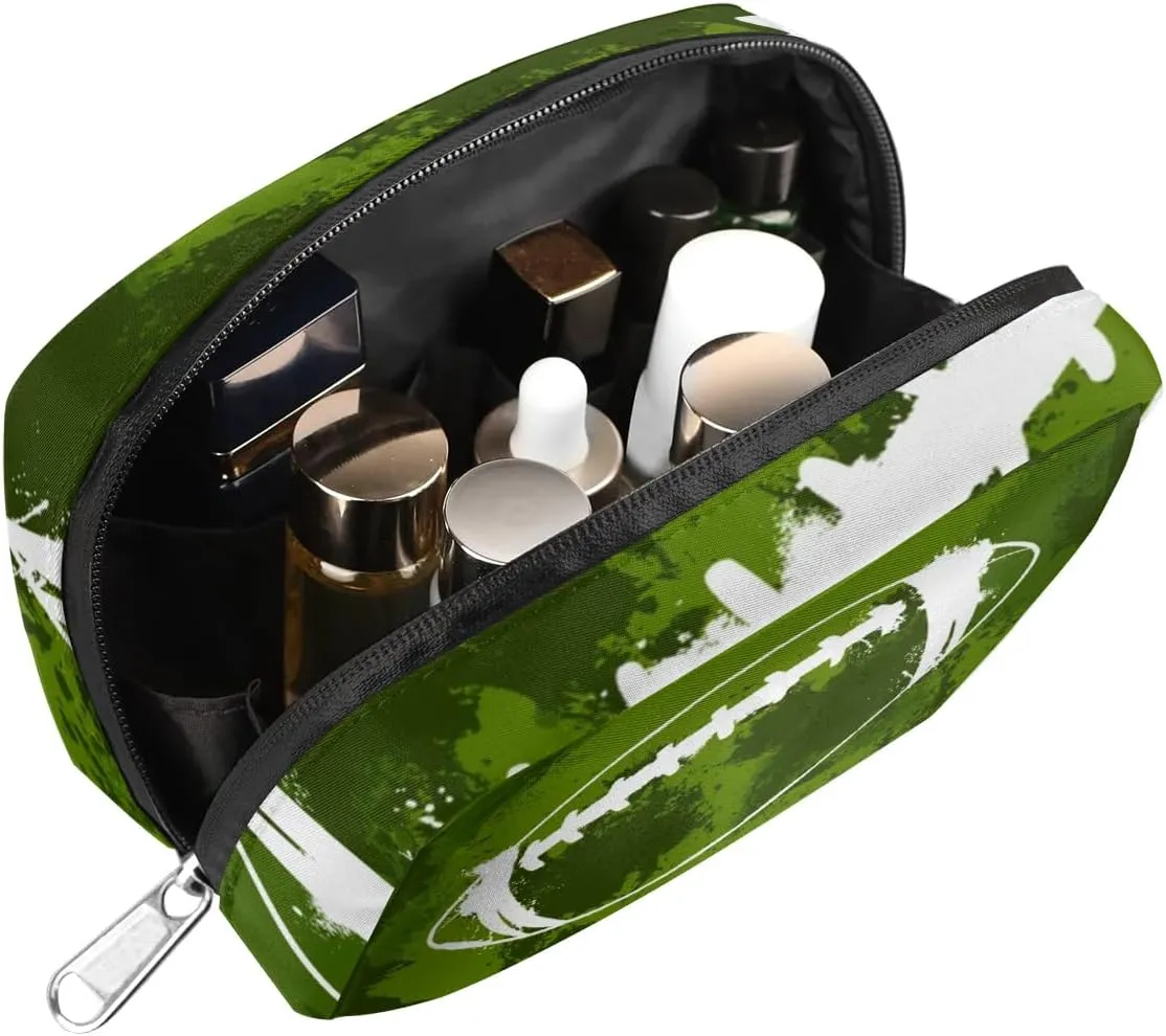 Kids Toiletry Bag for Boys, Small Cute Green Football Wash Bag for Little Young Boys Waterproof Cosmetic Weekender Bag Toddler Traveling Toiletries