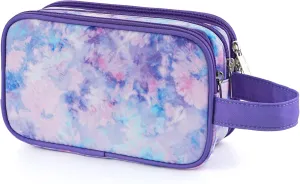 Kids Toiletry Bag for Girls, Travel Toiletry Bag for Teen Girls Cosmetic Bag Makeup Bag Waterproof Hanging Wash Bag Toiletries, Tie Dye Purple