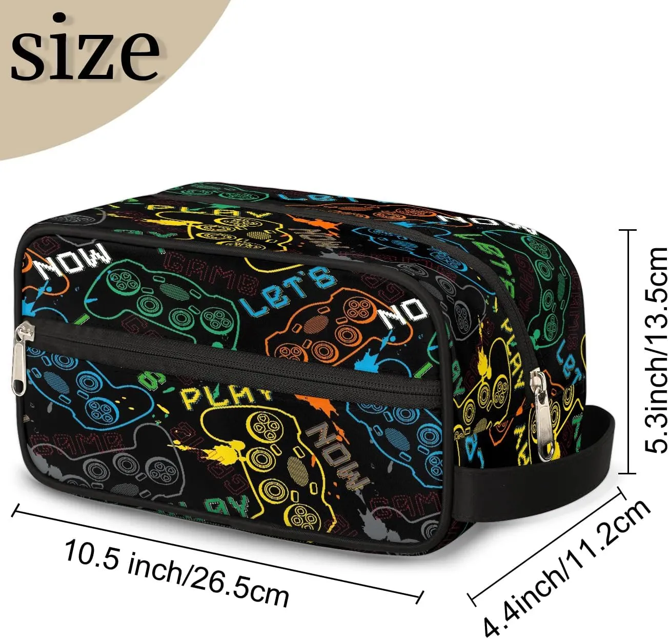 Kids Travel Toiletry Bag Game Controller, Waterproof Hanging Dopp Kit for Teens Boys, Cool Switch Carrying Case Compatible with Nintendo Switch and New Switch OLED Console