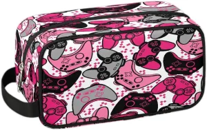 Kids Travel Toiletry Bag, Waterproof Hanging Dopp Kit for Teens Boys, Pink Video Game Switch Carrying Case Compatible with Nintendo Switch and New Switch OLED Console