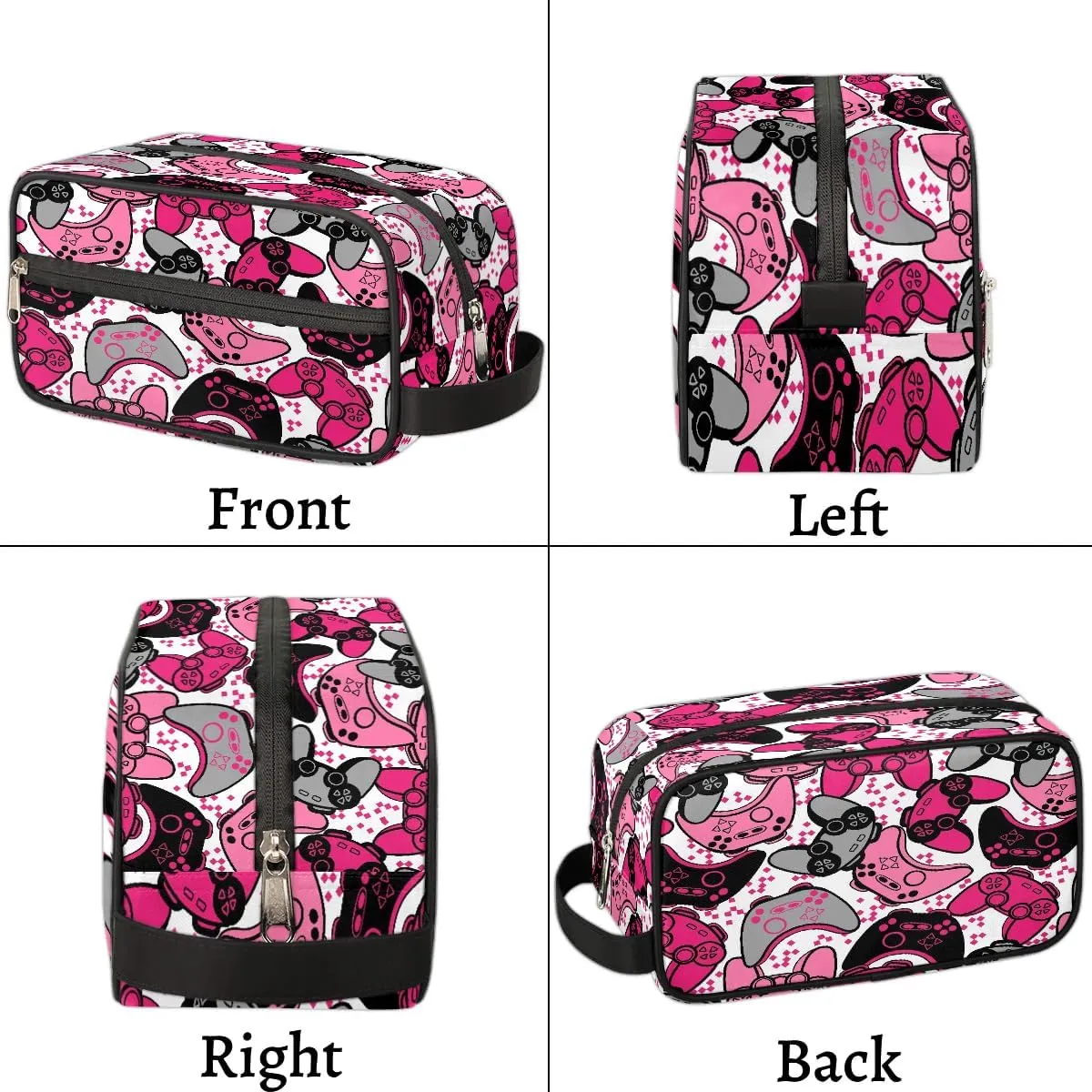 Kids Travel Toiletry Bag, Waterproof Hanging Dopp Kit for Teens Boys, Pink Video Game Switch Carrying Case Compatible with Nintendo Switch and New Switch OLED Console