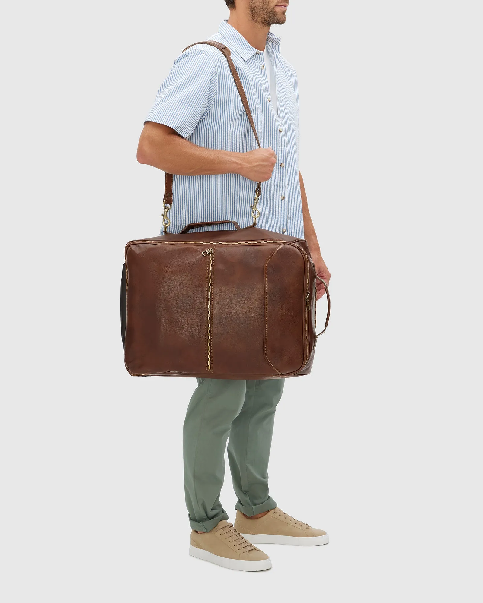 Kino Matt Brown - Wheeled Leather Trolley Case