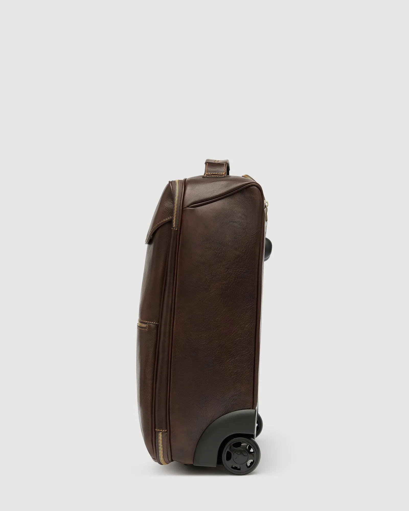 Kino Matt Chocolate- Wheeled Leather Trolley Case
